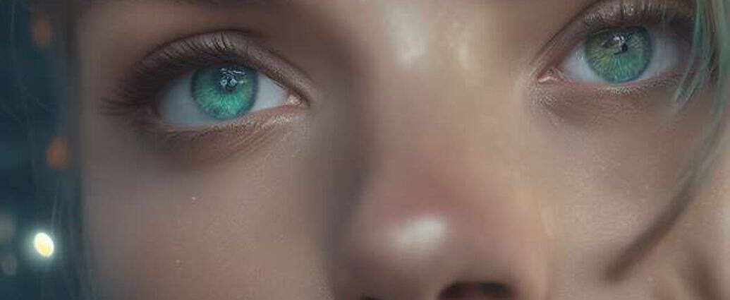 Realistic Close Up From Waist To Model Portrait Of German Woman With Blue Green Eyes And Gray N4k A