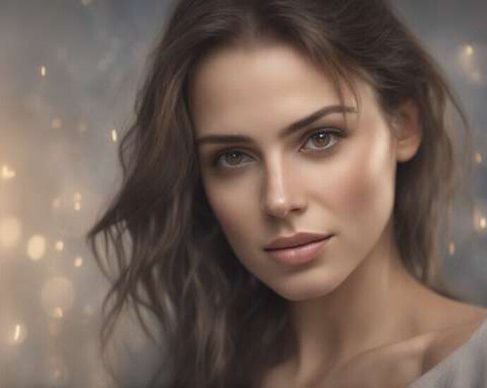 Realistic Closeup From The Waist Up Model Portrait Of Caucasian Woman With Brown Eyes And Grey N4k (28)