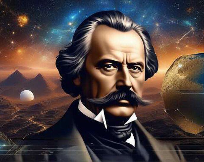 A Face Of Karl May In A World Of Cosmos And Quantum Physics Everywhere You See Atoms And Conduct