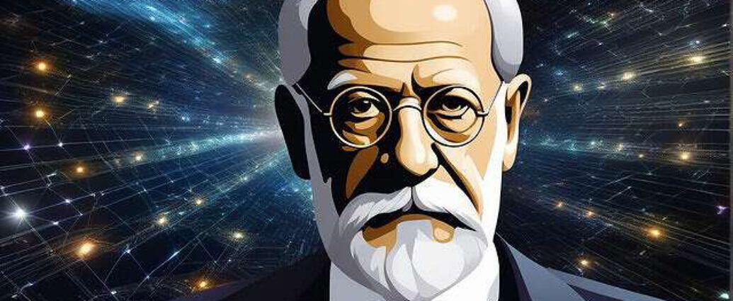 A Face Of Sigmund Freud In A World Of Cosmos And Quantum Physics Everywhere You See Atoms And Con (1)
