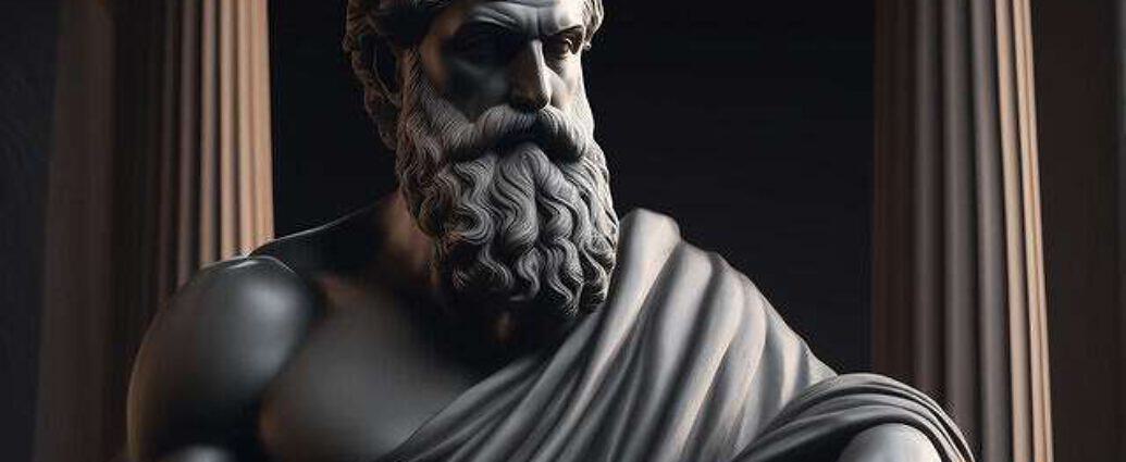 Greek Philosopher Statue With Beard And Muscles Cinematic 8k Dark Blackgraund (2)