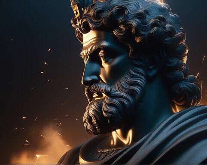 Statue Of The Stoic Philosopher Face Front Realism 8k Dark Background Cinematic 8k Epic Movie