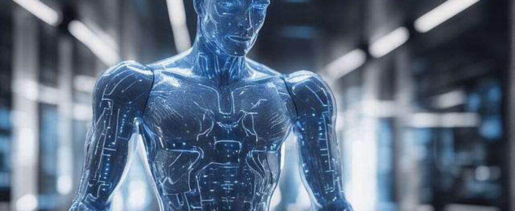 High Resolution Photo Of A Transparent Porcelain Android Man With Glowing Backlit Panels Closeup On (28)