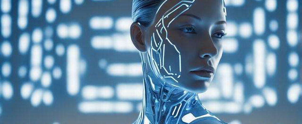 High Resolution Photo Of A Transparent Porcelain Android Woman With Glowing Backlit Panels Closeup 