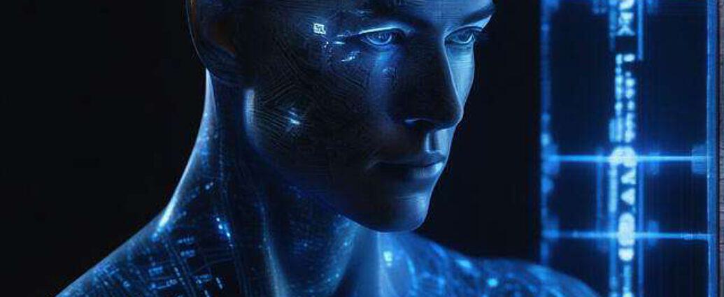 Transparent Porcelain Android Man Glowing Backlit Panels Closeup On Face Veins Pulsing With Blue 