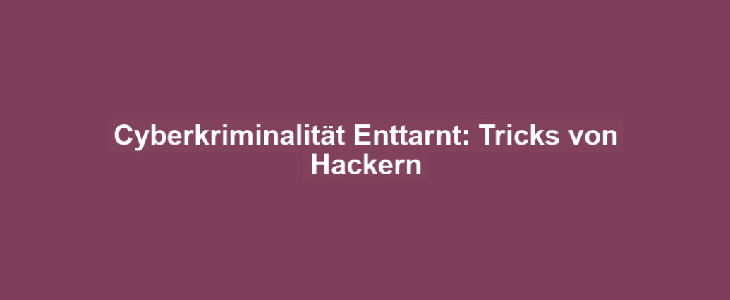 Cyberkriminalität Enttarnt: Tricks von Hackern