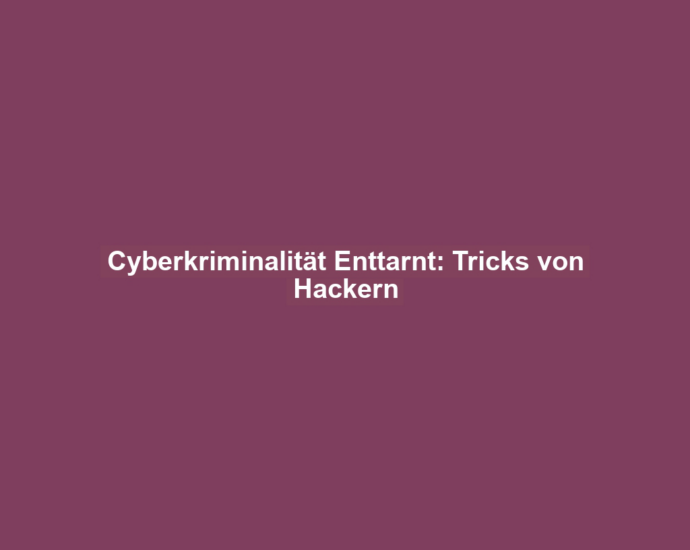 Cyberkriminalität Enttarnt: Tricks von Hackern