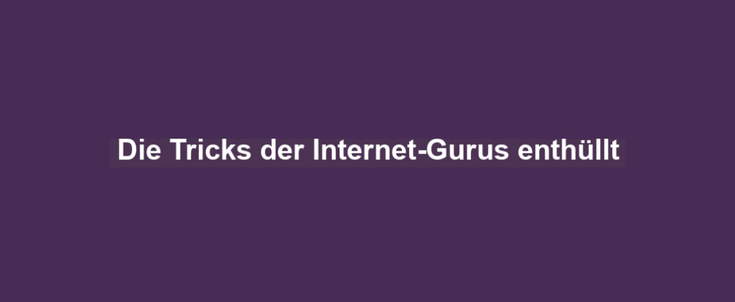 Die Tricks der Internet-Gurus enthüllt