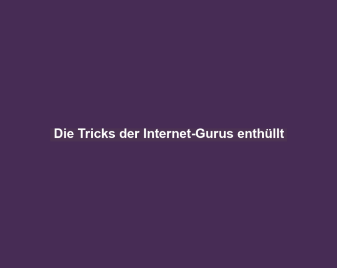 Die Tricks der Internet-Gurus enthüllt