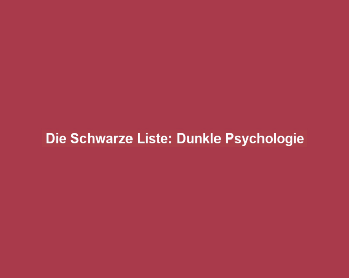 Die Schwarze Liste: Dunkle Psychologie