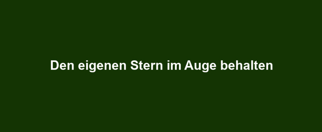 Den eigenen Stern im Auge behalten