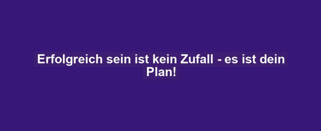 Erfolgreich sein ist kein Zufall - es ist dein Plan!