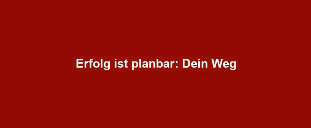 Erfolg ist planbar: Dein Weg