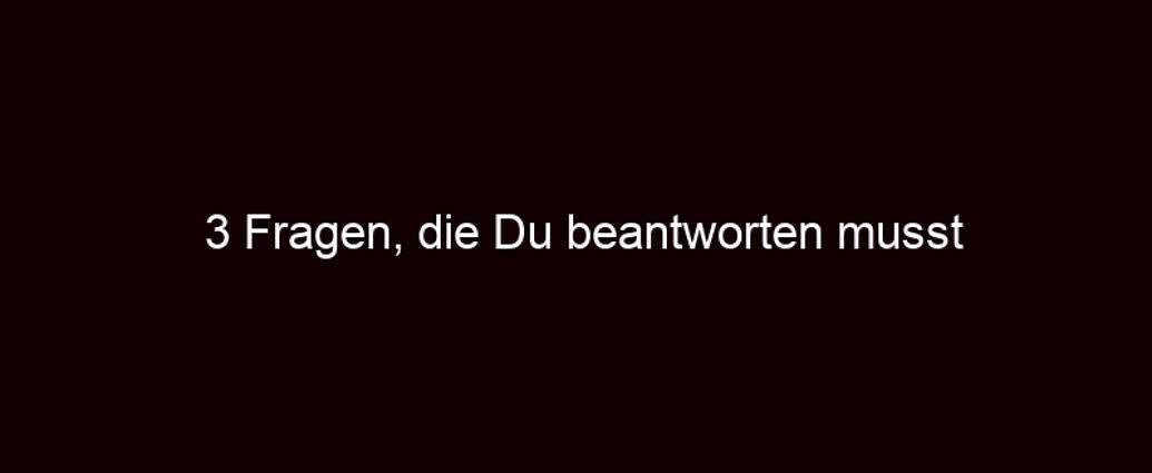 3 Fragen, Die Du Beantworten Musst