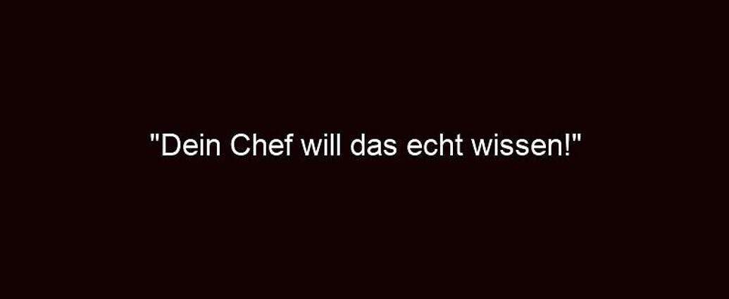 "dein Chef Will Das Echt Wissen!"