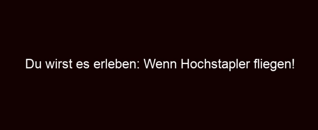 Du Wirst Es Erleben: Wenn Hochstapler Fliegen!