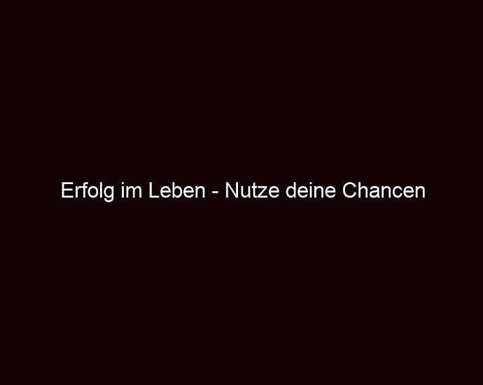 Erfolg Im Leben Nutze Deine Chancen