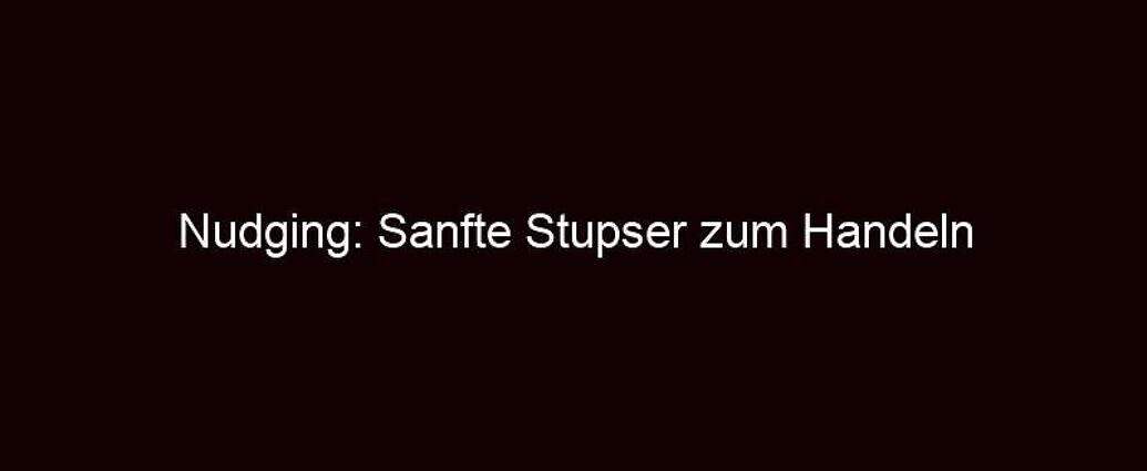 Nudging: Sanfte Stupser Zum Handeln