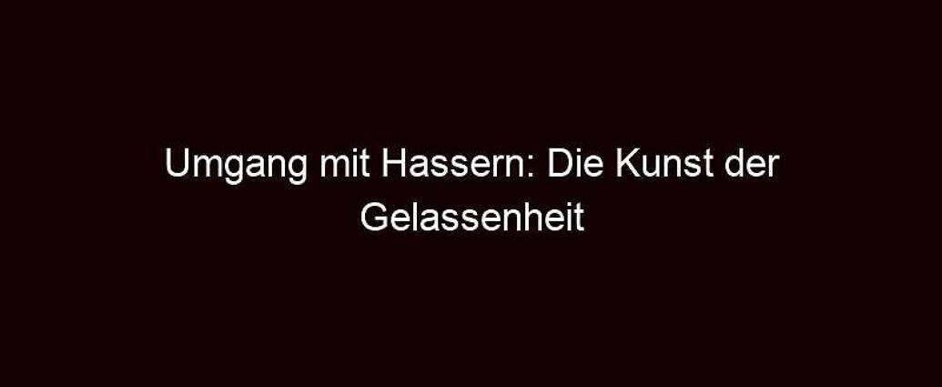 Umgang Mit Hassern: Die Kunst Der Gelassenheit