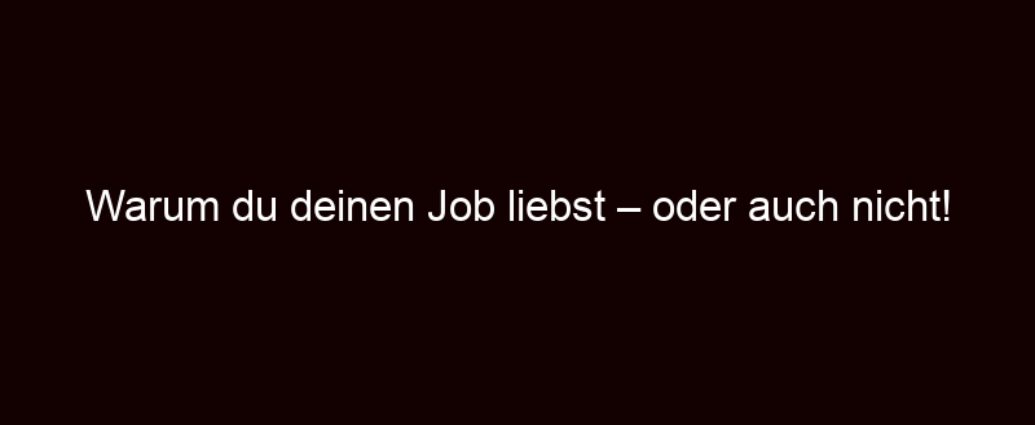 Warum Du Deinen Job Liebst – Oder Auch Nicht!