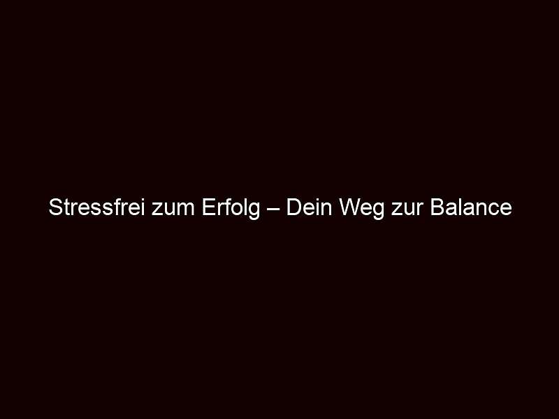 Stressfrei zum Erfolg – Dein Weg zur Balance
