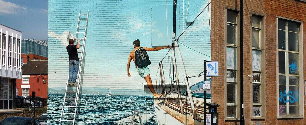 Man auf einen Segelboot