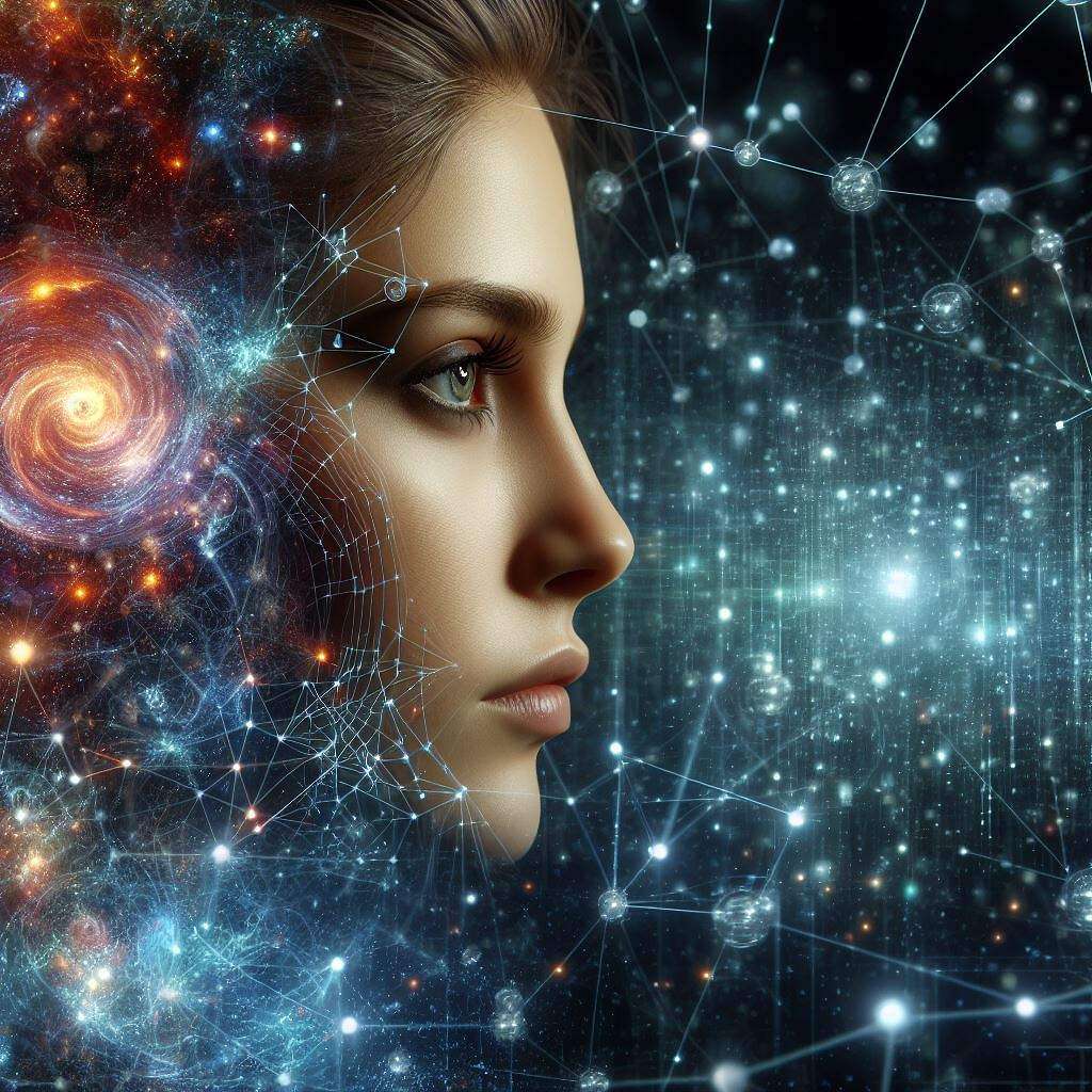 Ein bild des universum mit einer person im vordergrund