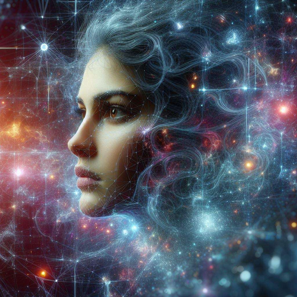 Ein bild des universum mit einer person im vordergrund