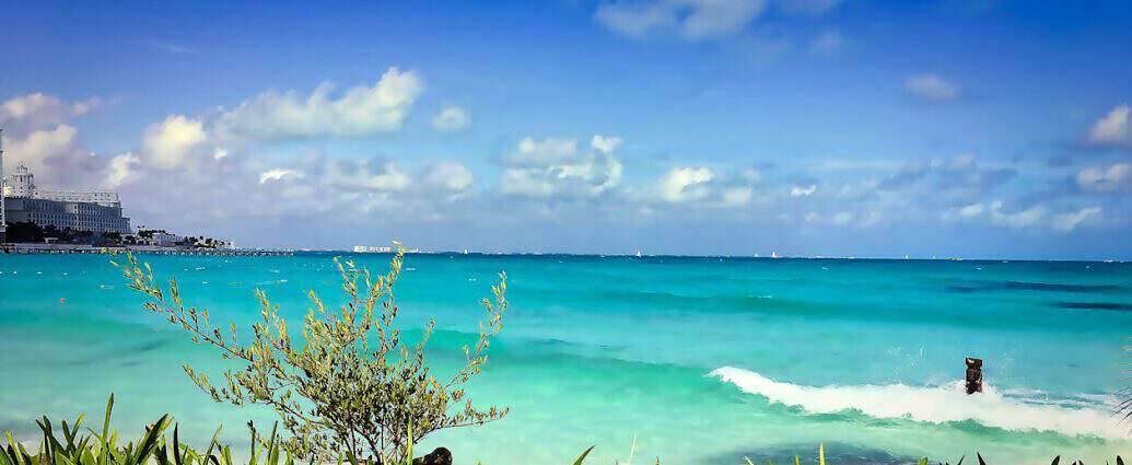 Ein Traumstrand mit weißem Sand, Palmen und herrlich blauem Wasser auf den Kapverden.