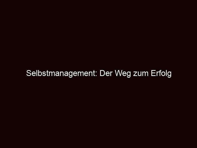 Selbstmanagement: der weg zum erfolg