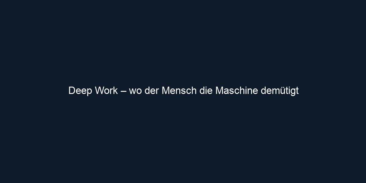Deep Work – wo der Mensch die Maschine demütigt