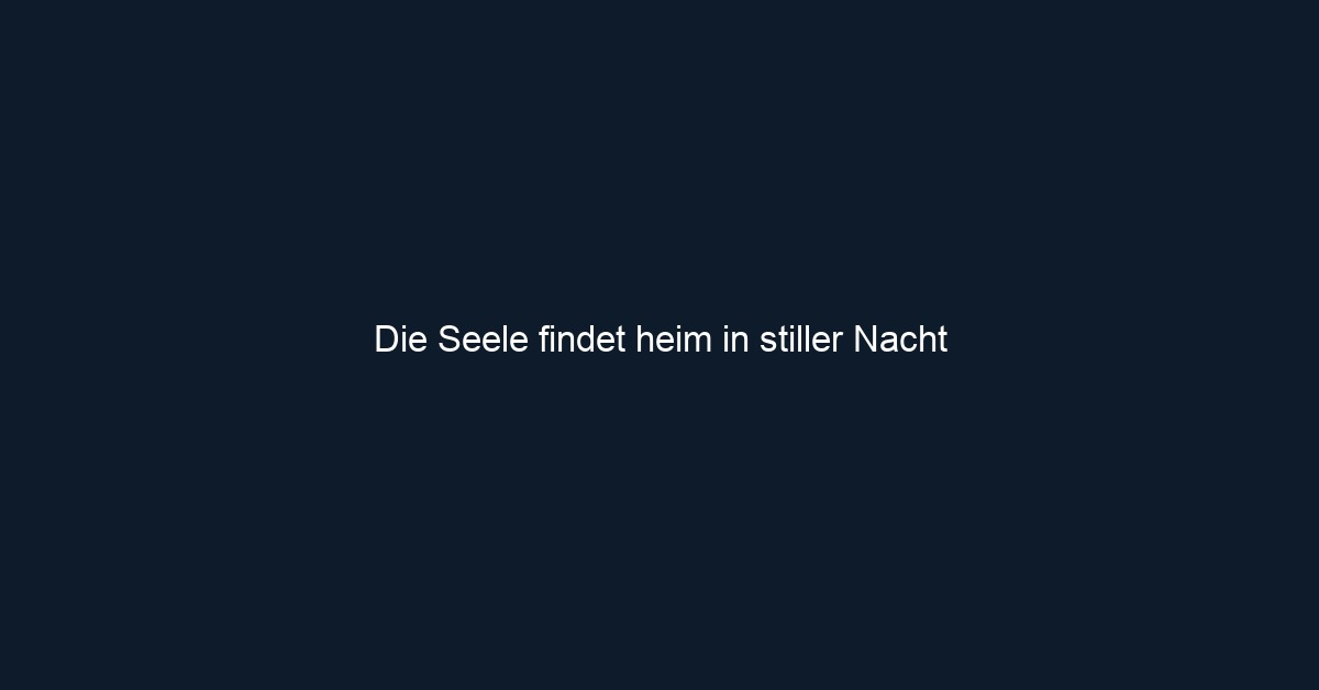 Die Seele findet heim in stiller Nacht