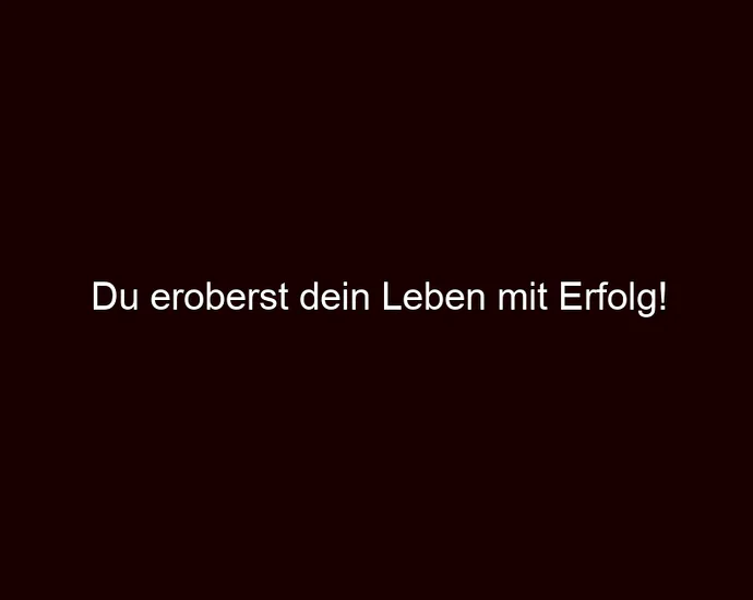 Du eroberst dein Leben mit Erfolg!