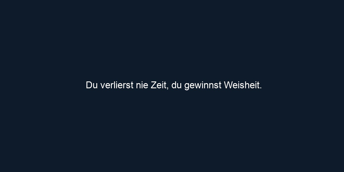 Du verlierst nie Zeit, du gewinnst Weisheit.