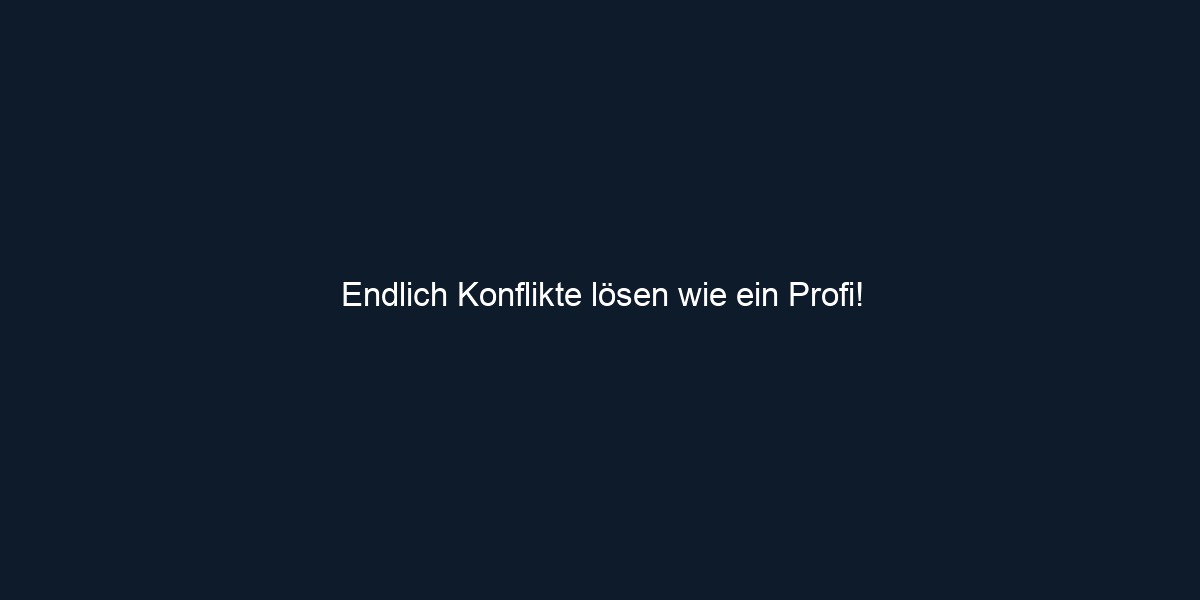 Endlich Konflikte lösen wie ein Profi!