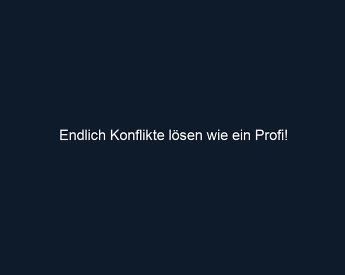 Endlich Konflikte lösen wie ein Profi!