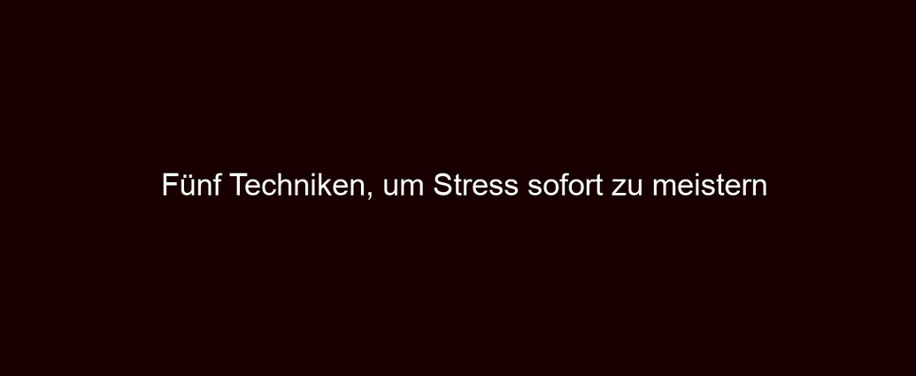 Fünf Techniken, um Stress sofort zu meistern