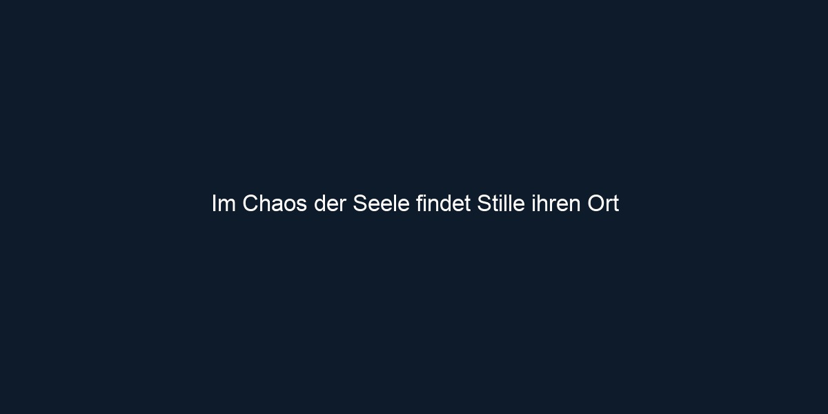 Im Chaos der Seele findet Stille ihren Ort