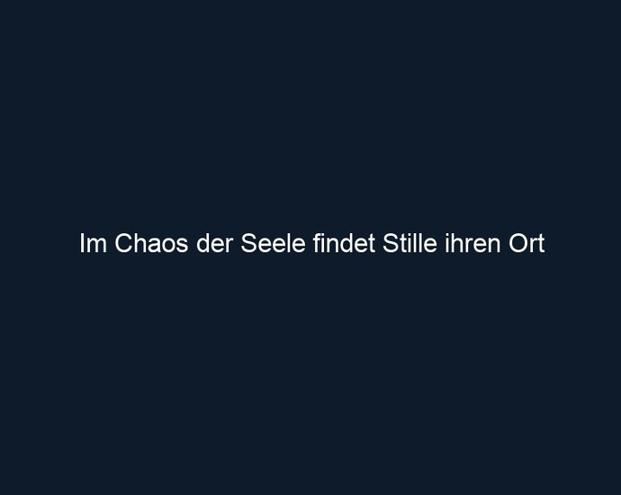 Im Chaos der Seele findet Stille ihren Ort