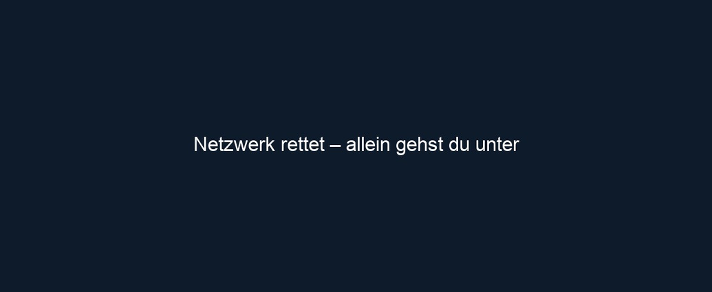 Netzwerk rettet – allein gehst du unter