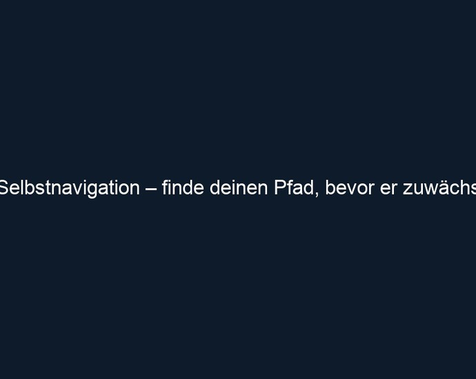 Selbstnavigation – finde deinen Pfad, bevor er zuwächst