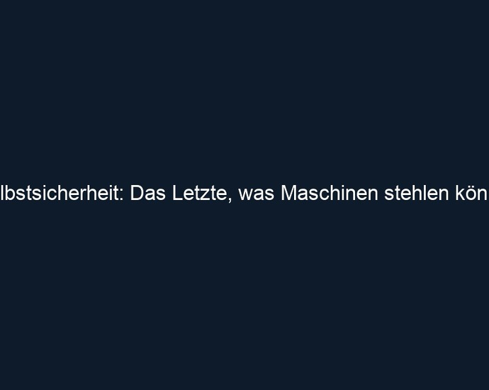 Selbstsicherheit: Das Letzte, was Maschinen stehlen können