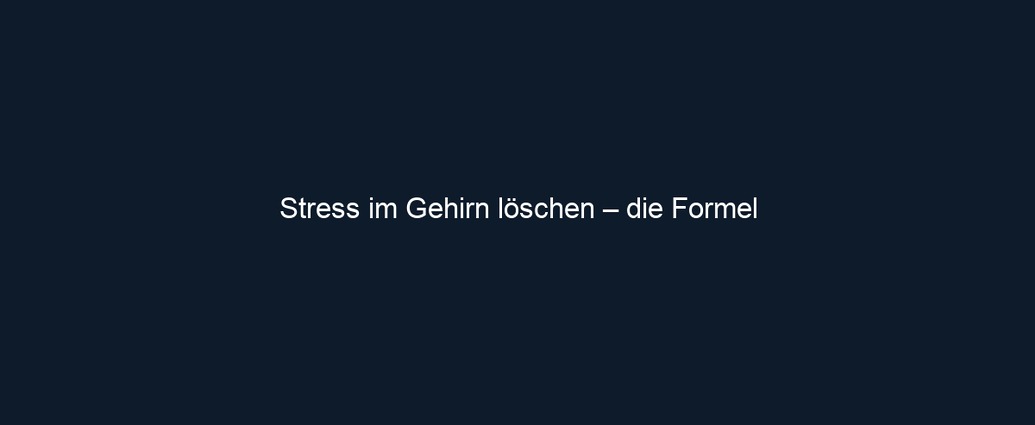 Stress im Gehirn löschen – die Formel