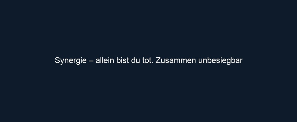 Synergie – allein bist du tot. Zusammen unbesiegbar