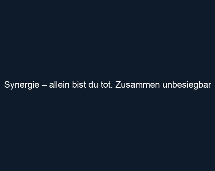 Synergie – allein bist du tot. Zusammen unbesiegbar
