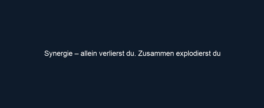 Synergie – allein verlierst du. Zusammen explodierst du