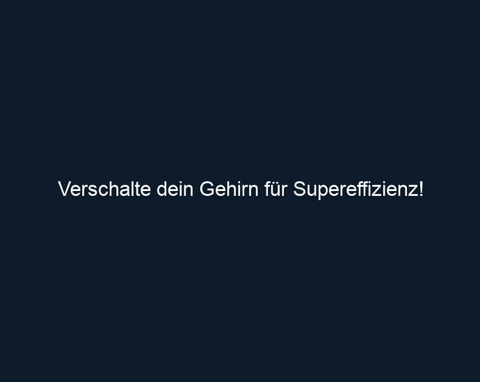 Verschalte dein Gehirn für Supereffizienz!