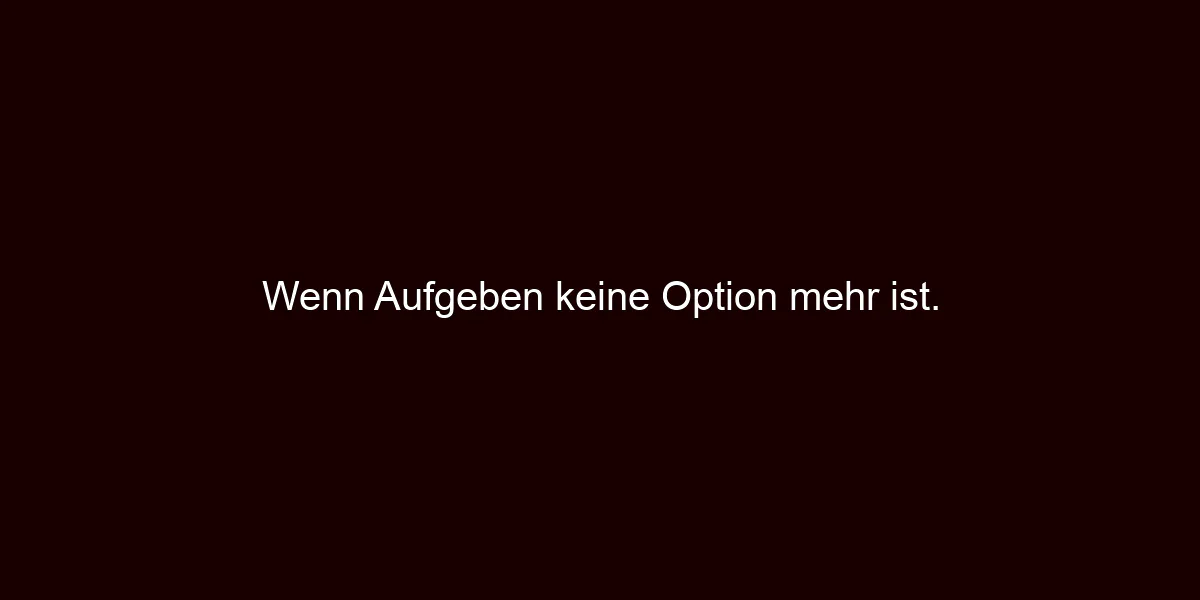 Wenn Aufgeben keine Option mehr ist.