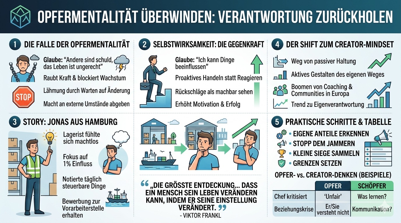 Infografik Opfermentalität zerstört Chancen – hol dir Verantwortung zurück Infografik Opfermentalität zerstört Chancen – hol dir Verantwortung zurück