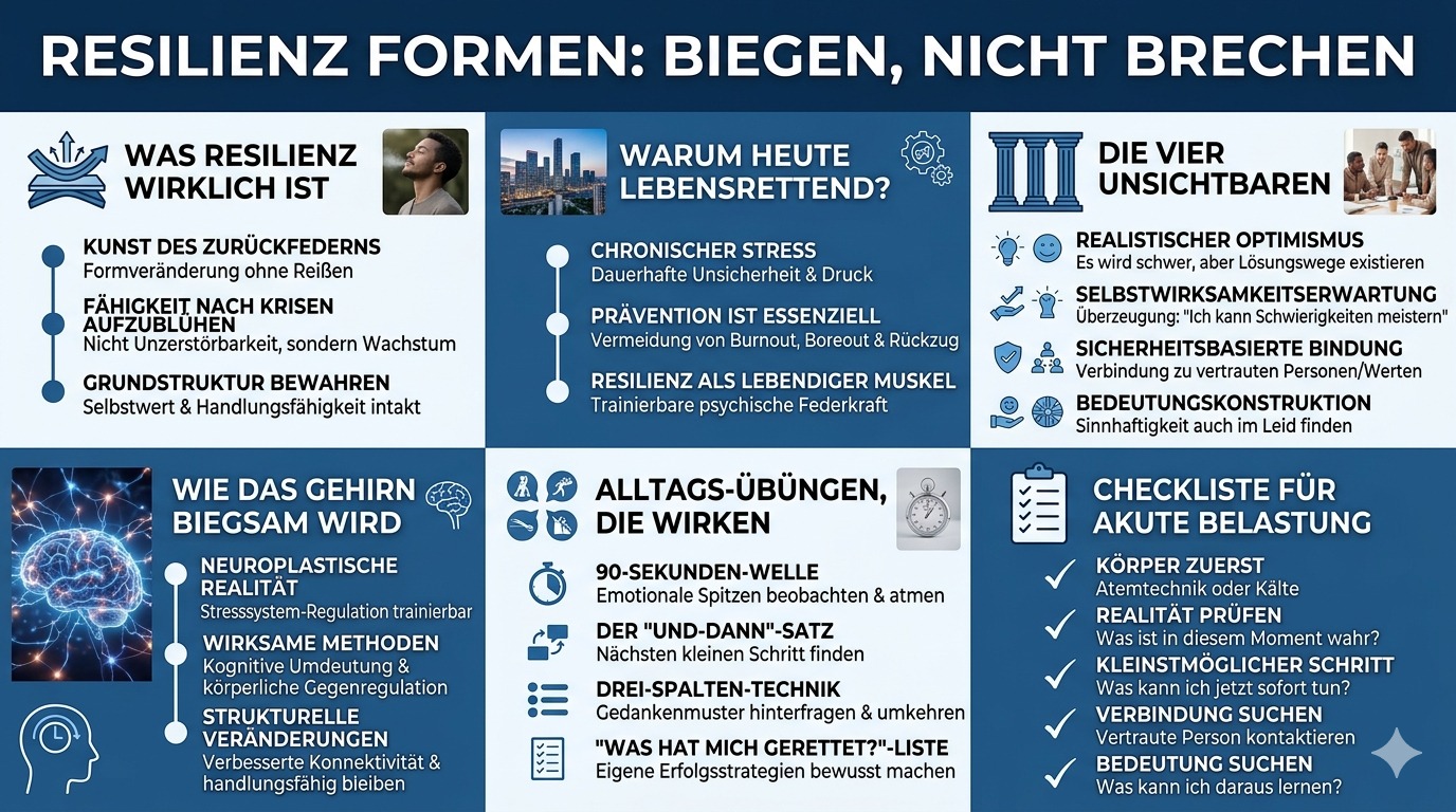 Infografik Resilienz formen Biege dich, doch brich niemals entzwei Infografik Resilienz formen Biege dich, doch brich niemals entzwei